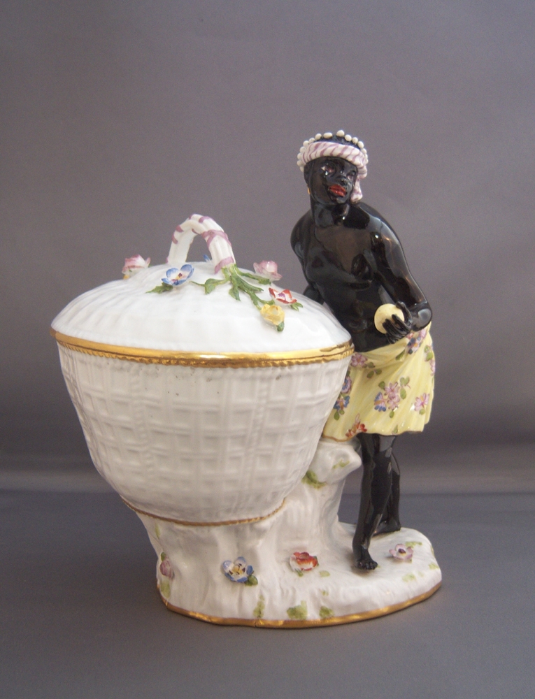 19th C. Meissen Blackamoor Covered Sweetmeat