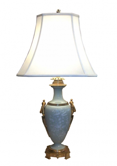 Fine English Celedon & Bronze Dore Lamp