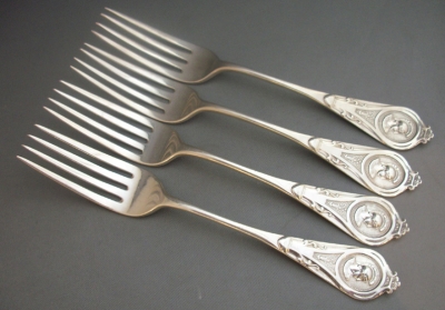 Set of 4 Gorham Medallion Dinner Forks