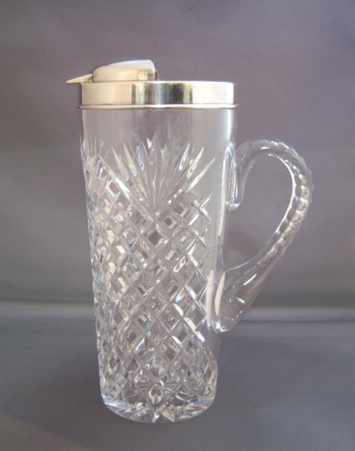 Cut Glass & Sterling Cocktail Shaker