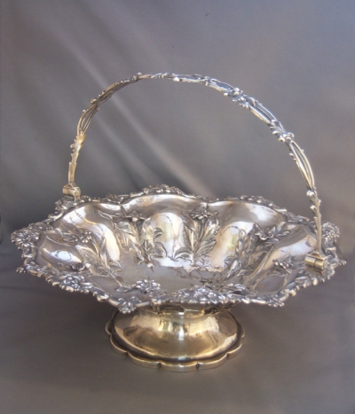 Wonderful English Silver Swing Handle Basket