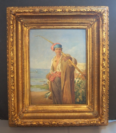 19th C. Portuguese Fisherman Painting by Kemo Rodrigrez