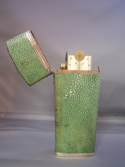 Mid 19th C. Shagreen and Silver Etui