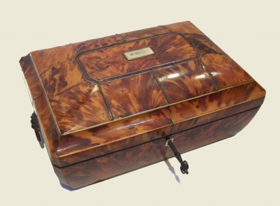 Exquisite French Tortoiseshell Sewing Box