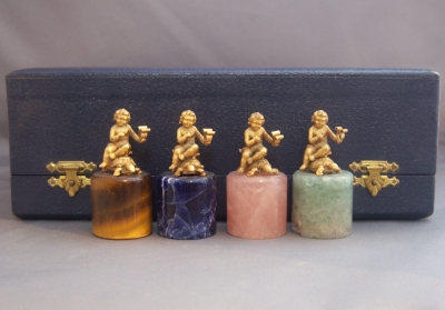 Set  Exquisite Semi Precious Stone Place Card Holders