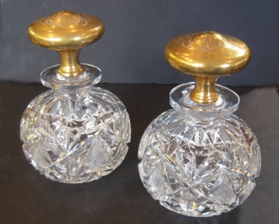 Beautiful Pair of American Brilliant Period Cologne Bottles