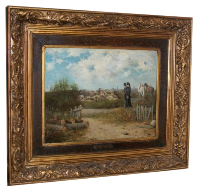 19th C. Oil on Board Romantic Painting