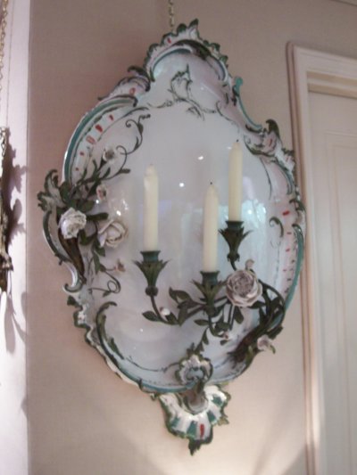 Porcelain and Tole Wall Sconce