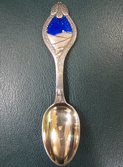 Wonderful Blue Enamel Sterling Christmas Spoon