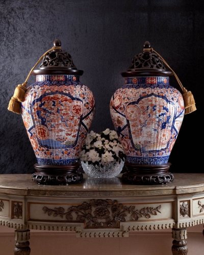 Pair of Japanese Imari Baluster Ginger Jars