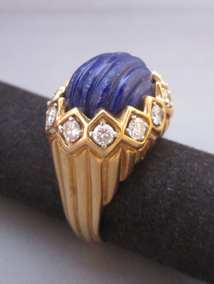 18kt Gold Lapis Lazuli & Diamond Cocktail Ring