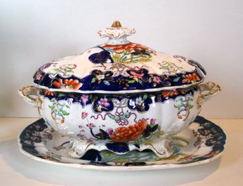 Exceptional Iron Stone Soup Tureen & Platter