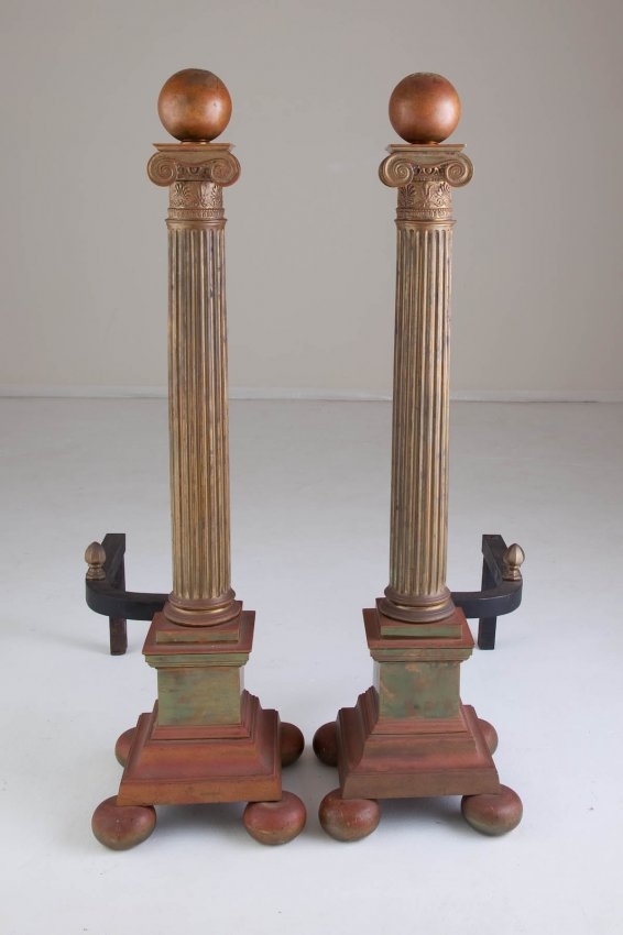 Pair 19th c. Bronze Andirons