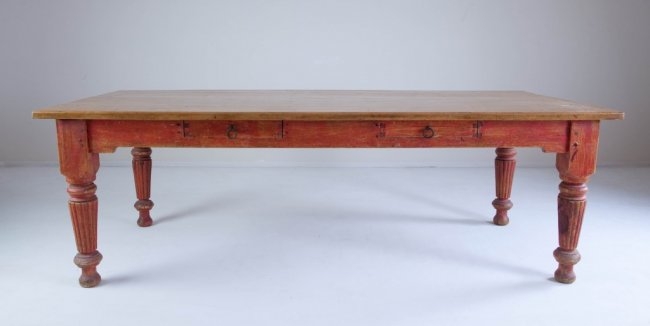 Rustic Painted Pine Top Mexican Farm Table