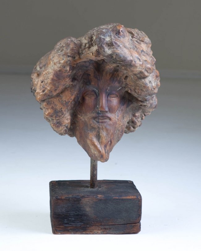 Carved Wooden Burl Root Head Bust