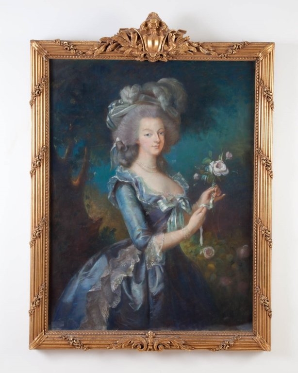 Large Pastel Marie Antoinette Painting 