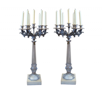 sensational pair of crystal and silver Candleabrum