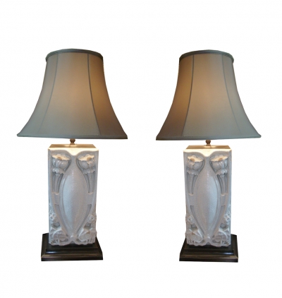 Pair of Architectural Chinese Poppy Lamps