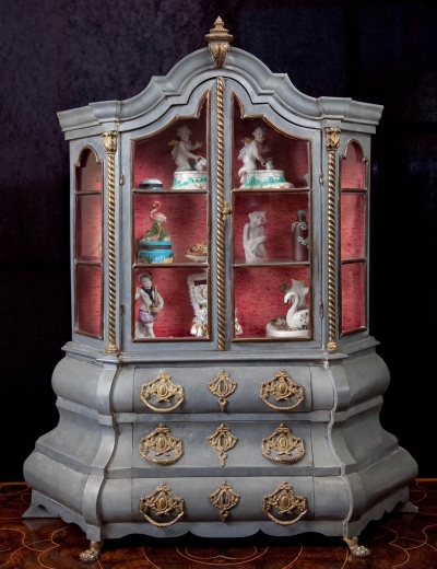 Minature Dutch Tole Display Cabinet