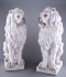 PAIR ITALIAN GLAZED TERRA COTTA SEATED LIONS