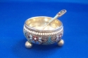 Russsian Silver Gilt & Enamel Salt & Spoon