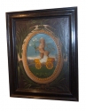 Italian Oil on Canvas of a Lion and Coat of Arms