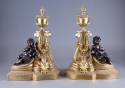 Pair 19th C. French Bronze & Ormolu Chenets