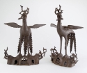 Pair Chinese Bronze Phoenix Birds