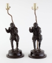 Pair Mounted Bronze Figural Lamps