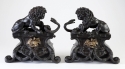 Pair Napoleon III Cast Iron Lion-Form Chenets