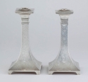 Pair Etched Sterling Candlesticks