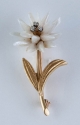 14k Gold, Shell and Diamond Flower Pin