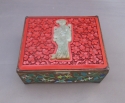 Jade Cinnabar Champleve and Brass Box