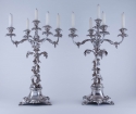 Fabulous Pair of 19th c. Silver on Bronze Candelabra