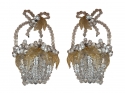 Pair of Elegant Crystal Basket Sconces