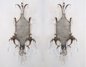 Pair of Elegant 1920's Tole & Crystal Sconces